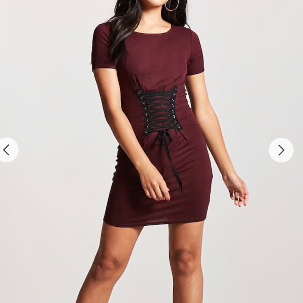 Forever 21 Ribbed Knit Lace up dress NWT